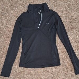 Black Long Sleeve Zip-Up Top
